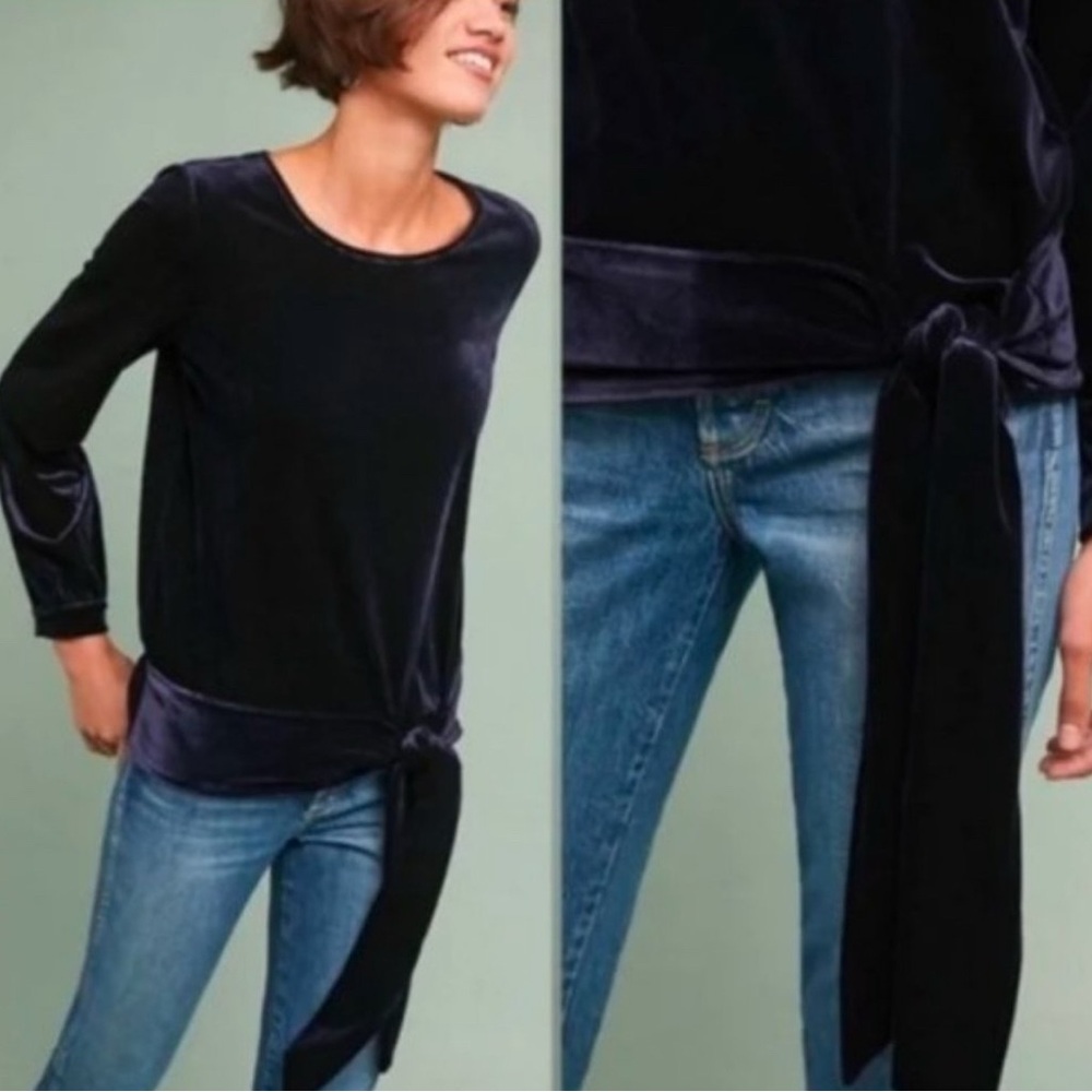 Elegant Navy Velvet Women's Top Moulinette Soeurs